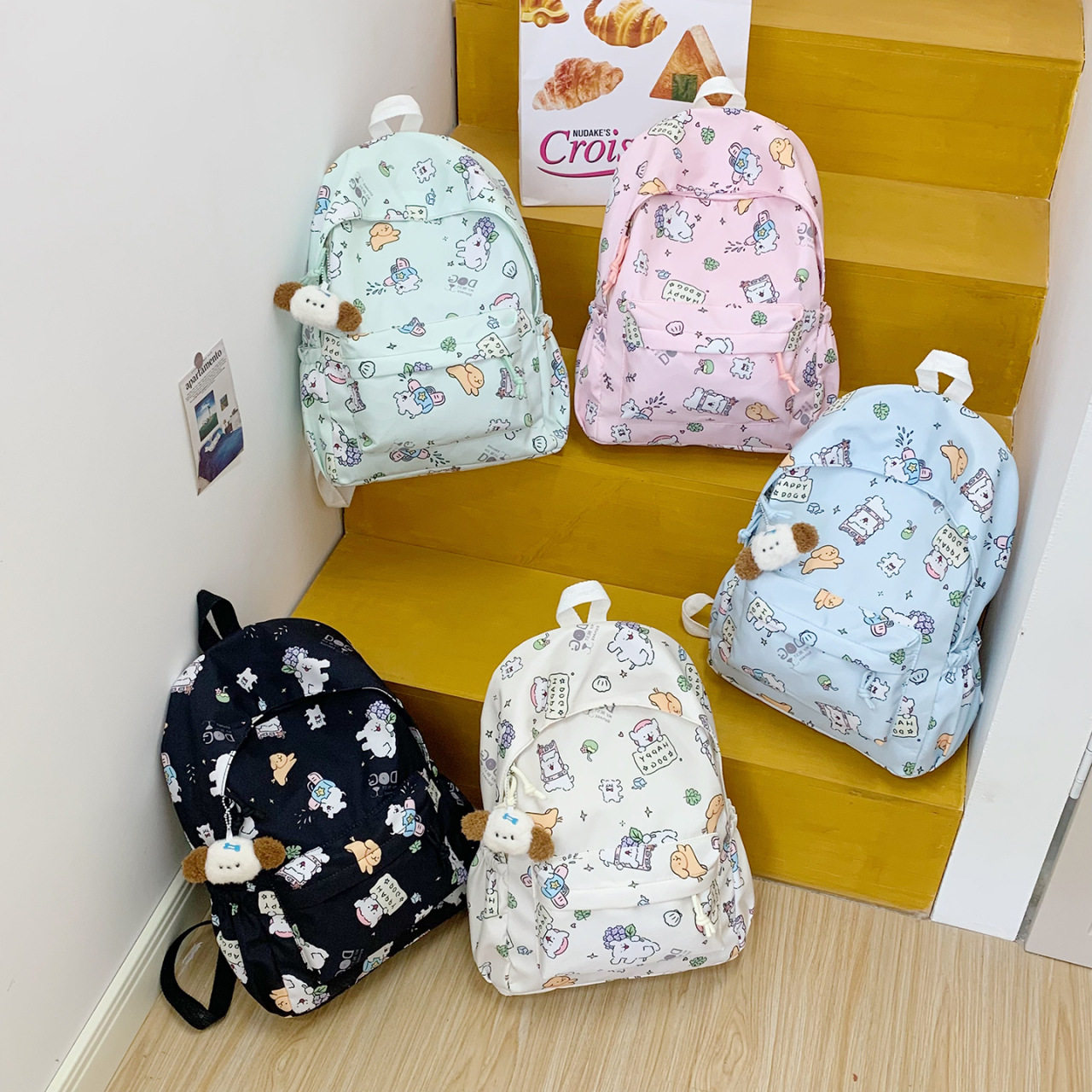 韩版卡通印花背包男女大容量学生书包外出旅游初高中高颜值双肩包