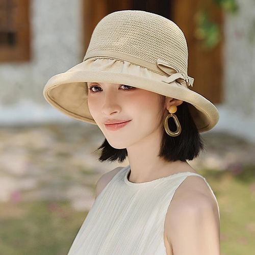 帽子女夏季2026新款户外出游百搭大檐盆帽薄款素颜遮脸防晒遮阳帽