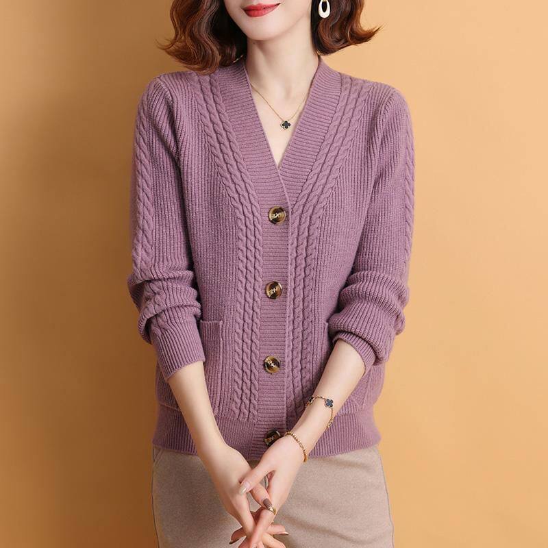 东莞大朗高端毛衣针织开衫外套不起球秋冬深圳南油中年妈妈女上衣
