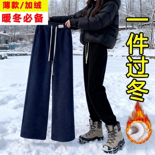 女2025新款 郑州女裤 裤 梧桐裤 洋气 子流行十三行爆款 加绒直筒阔腿裤