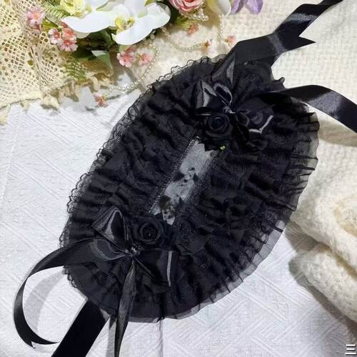 新款黑色洛丽塔扁帽波奈特写真