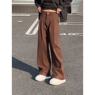 打褶设计高质感休闲裤 田野L 简约高腰西装 美式 直播间现货