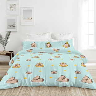 Natural Home/自然怡家卡通纯棉四件套全棉床品卡皮巴拉床笠被套