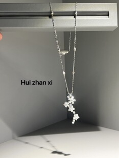 Hui zhan xi培育白钻清新设计款小花项链 耳饰套装