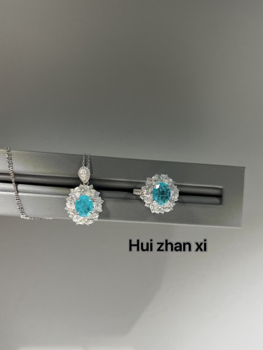 Hui zhanxi 培育帕拉伊巴霓虹感轻奢小众设计高级感戒指