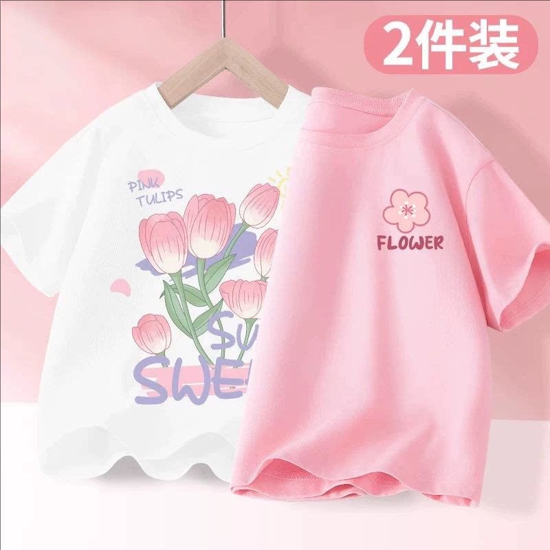 2026新款纯棉休闲运动潮女童t恤短袖女孩中大童夏装儿童宽松上衣