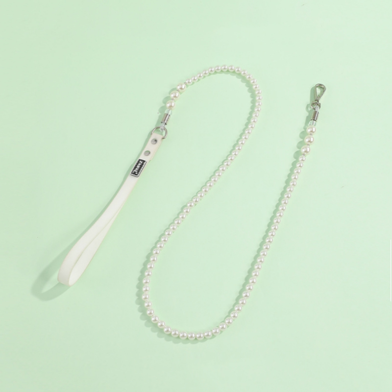 宠物牵引绳钢丝绳串珠遛狗绳遛猫绳泰迪比熊英短通用狗链猫链白色