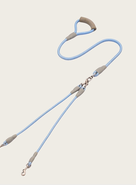 宠物双头遛狗绳一拖二牵引绳防缠绕双头狗绳狗链猫咪狗狗通用蓝色