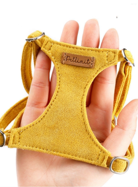 宠物背心式牵引绳狗猫咪胸背遛狗绳猫绳泰迪比熊英短通用狗链黄色