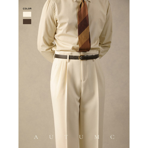 好莱坞直筒西裤男冬季长裤高腰裤