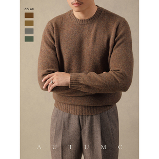 羊毛保暖毛衣男秋冬季圆领宽松休闲免烫打底衫商务绅士套头针织衫