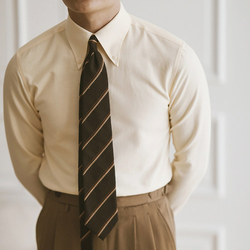 秋季尖领商务免烫修身长袖衬衫男