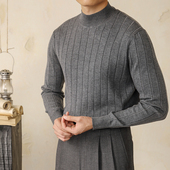 套头绅士羊毛保暖针织衫 秋冬半高领毛衣男商务休闲修身 免烫打底衫
