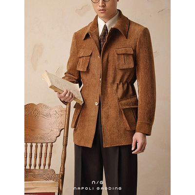 冬季翻领宽松保暖猎装游民夹克男