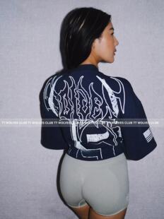 特价TTWOLVESCLUB狼头女士健身运动宽松透气全棉柔软短款短袖C84