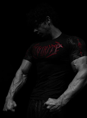 TT WOLVES 哥特风男女同款紧身高弹健身运动速干透气T恤短袖D07