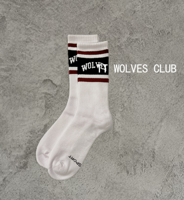 TT WOLVES狼头好穿百搭经典款无缝运动男女同款长袜均码W3