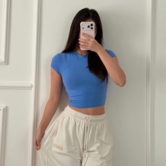 TTWOLVES超轻磨毛弹力棉BabyTee刺绣基础款短款女士运动短袖S33