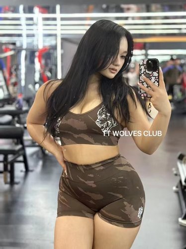 无缝针织文胸短裤TT狼头健身运动