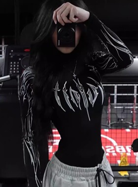 TTWOLVES哥特风男女同款紧身高弹健身运动半高领速干透气长袖C46