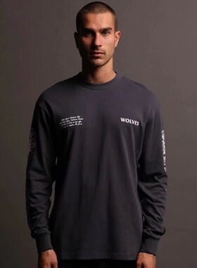 必入好穿！TTWOLVES狼头全棉透气薄款男女同款运动健身长袖T恤E07