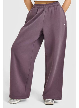 TTWOLVES全棉刺绣水洗女士运动健身宽松简约阔腿直筒抓毛卫裤X18