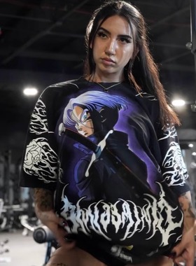 复杂工艺TTWOLVES龙珠CV联名限定砂洗做旧男女同款运动健身T恤C62