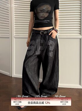李李家小众宽松背带阔腿牛仔裤女2026夏季新款深色系显瘦连体裤