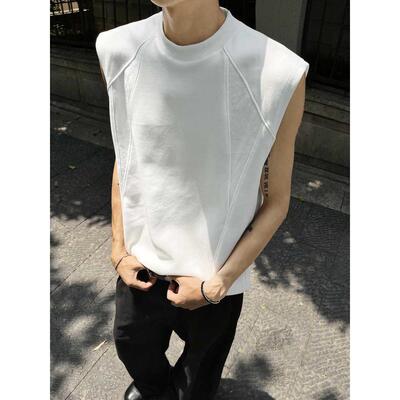 W160夏季重磅休闲背心男P20白色M到3XL