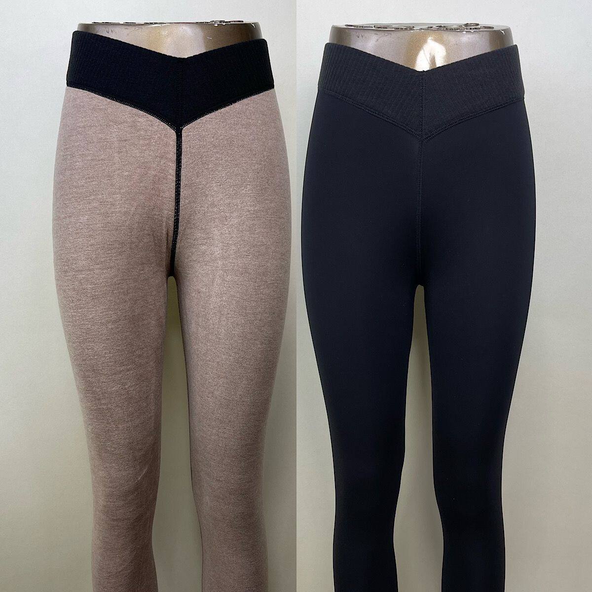 朗瑞保暖裤女2024秋冬新款光滑面双层中厚羊驼绒打底棉裤632-349