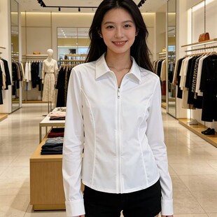 显瘦防晒衬衫 修身 短外套 新款 洁米冰感衬衣女6W8022小蛮腰2026夏季