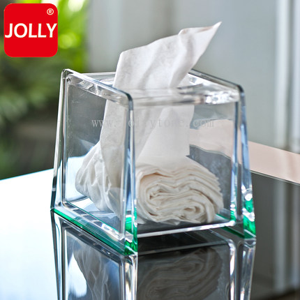 JOLLY 带盖炫亮透明立式 餐巾纸盒 纸巾架 时尚创意精品