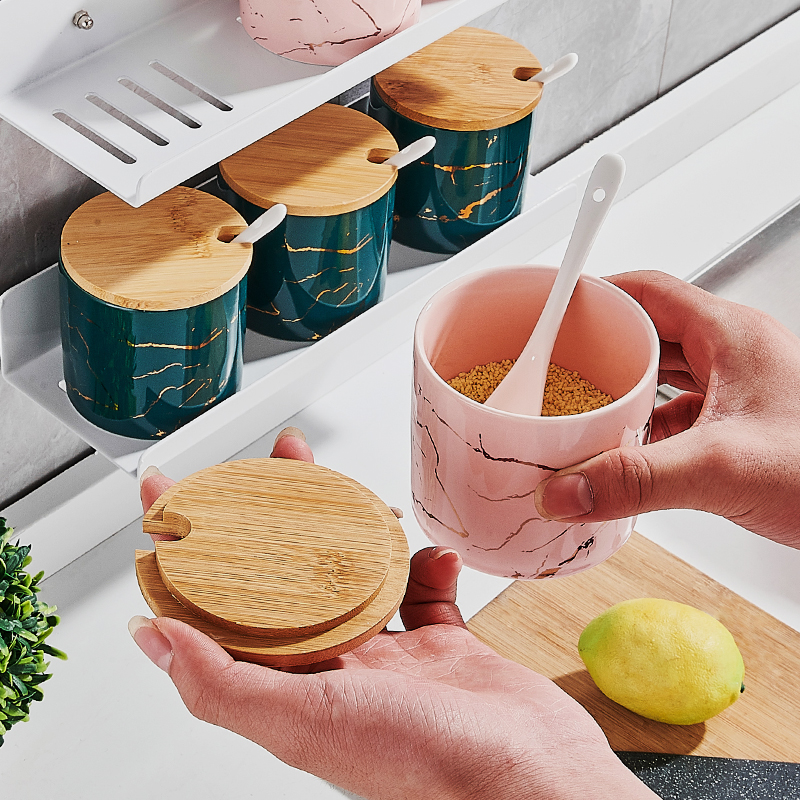 高颜值陶瓷调料调味罐套装厨房家用组合轻奢祖母绿盐味精单独带勺|msdalam kategori dapur/memasak Appliances, Alat dapur/Penyimpanan dapur, botol penyimpanan/bekas penyimpanan dapur, botol perasa - dari Buy2taobao.com untuk memberikan perkhidmatan ejen Taobao profesional membeli