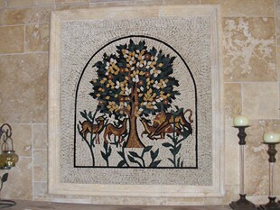 定制天然大理石材马赛克拼图手工剪画 欧式轻奢玄关背景墙 生命树
