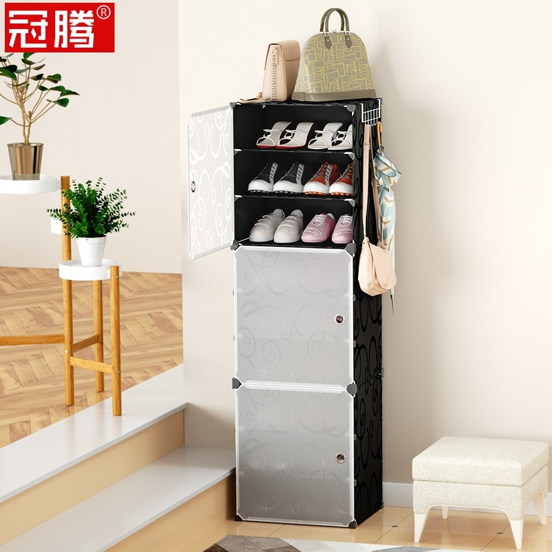 鞋架窄款40cm小型入门过道简易防尘卧室塑料收纳多层组合缝隙鞋柜_虎窝淘