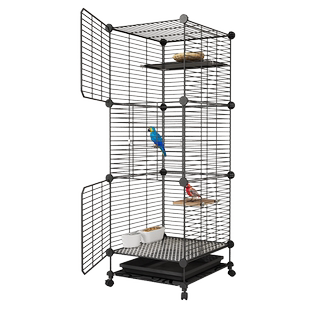 新型鸟笼豪华别墅八哥鹦鹉画眉小鸟专用笼精品网片组合鸟窝大空间