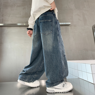 柔软中大童洋气弯刀裤 男童牛仔长裤 子男孩2026新款 儿童春秋裤 春装