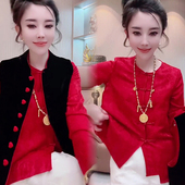 高级感套装 女2026春季 新年款 国风新中式 盘扣衬衫 丝绒马甲两件套潮