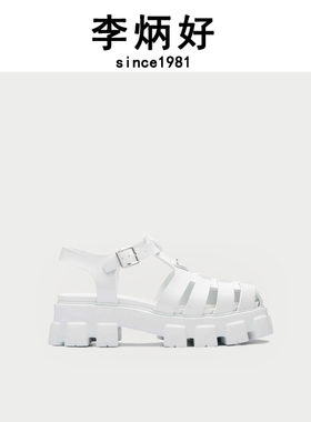 李炳好 手工鞋2024新品时尚圆头罗马白色凉鞋AL02WS8N2000