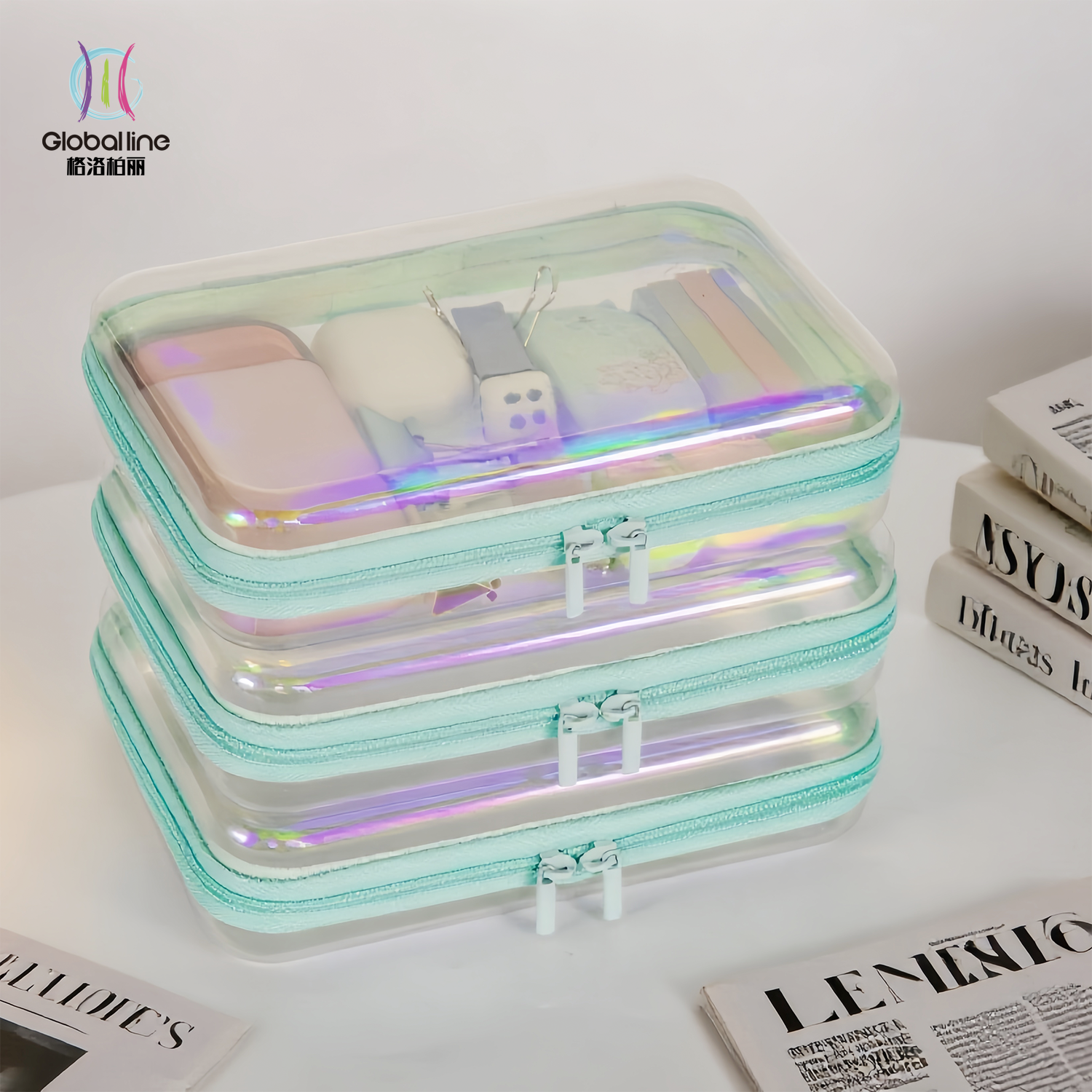 跨境亚马逊爆款1.2MM镭射桌面透明收纳盒储物盒家居用品收纳清洁,收纳整理,桌面收纳盒,淘宝优惠券,粉丝福利购,淘宝优惠卷