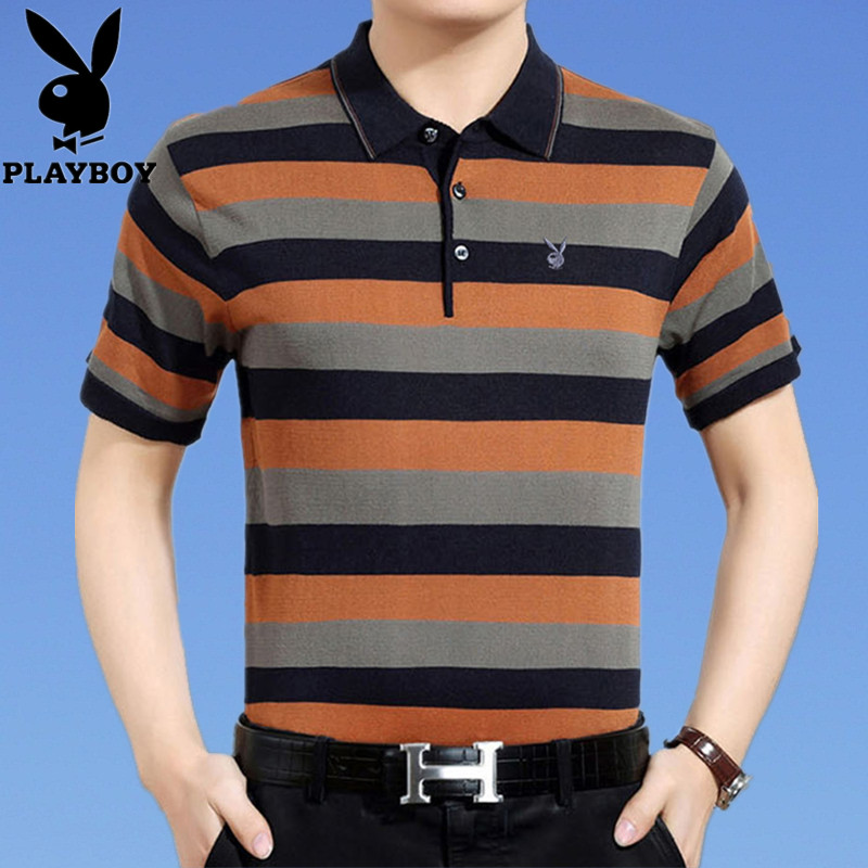 花花公子男士短袖T恤男冰絲t恤薄款夏季中年爸爸裝大碼男裝體恤衫在類目 男裝, Polo衫中 - 來自Buy2taobao.com提供專業的淘寶代購服務