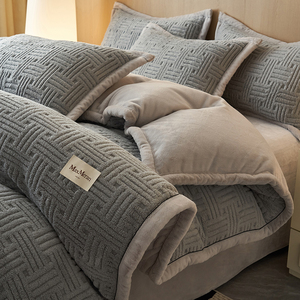 冬季加厚塔芙绒牛奶绒床上四件套双面绒珊瑚绒被套法兰绒a类轻奢