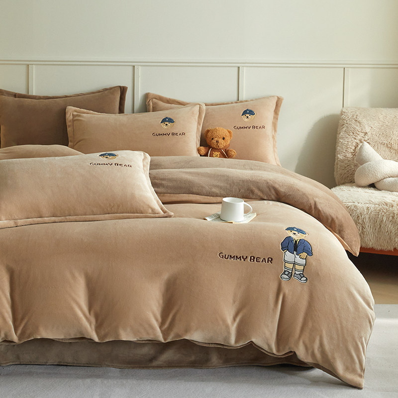 双面牛奶绒四件套加厚冬季珊瑚绒2025新款加绒保暖法兰绒被套床单