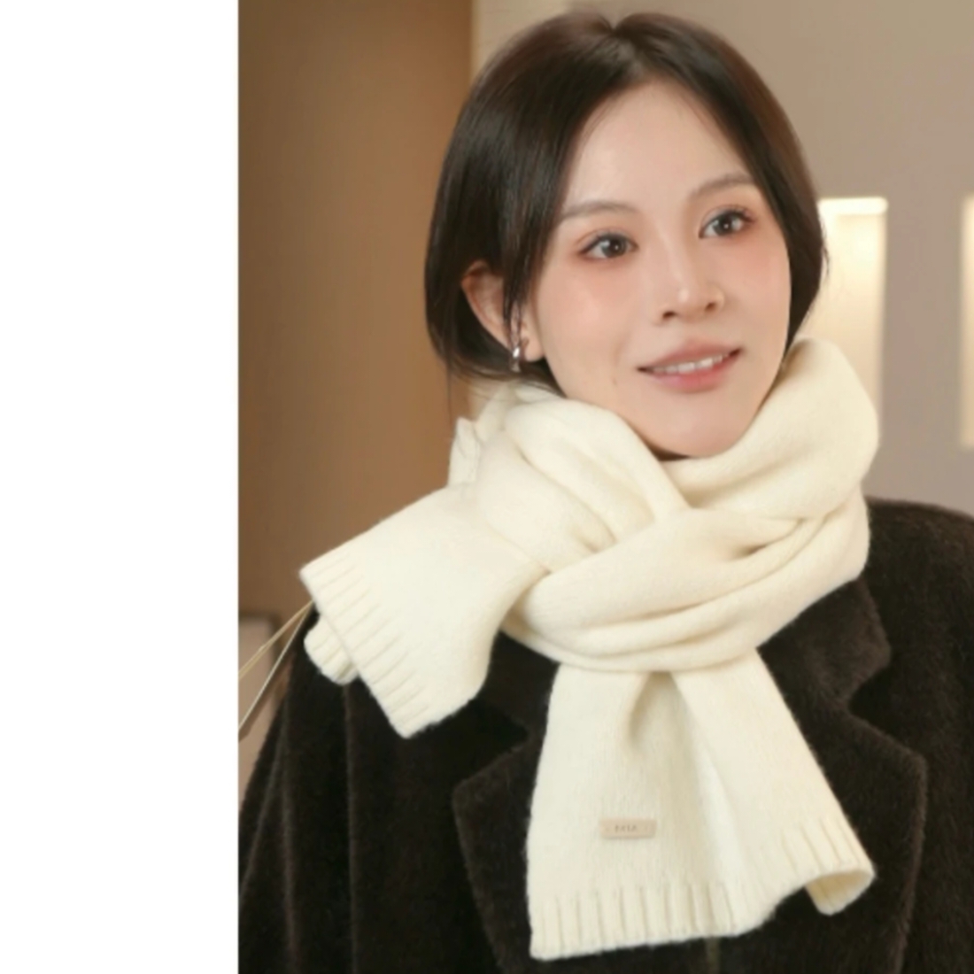 纯羊毛围巾针织纯色围脖女秋冬加厚保暖百搭2025新款围巾舒适柔软