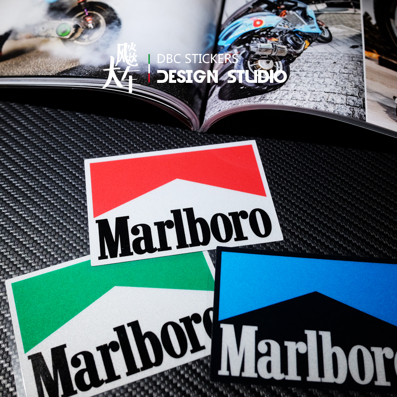 适用Marlboro 万宝路 汽车摩托车贴纸 头盔个性防水贴花装饰