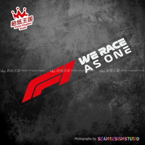 适用F1方程式赛事标语WE RACE AS ONE汽车改装贴纸风挡装饰反光贴