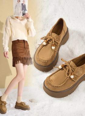 香香莉厚底勃肯鞋女2025冬季新款串珠休闲百搭增高加绒棉鞋032590