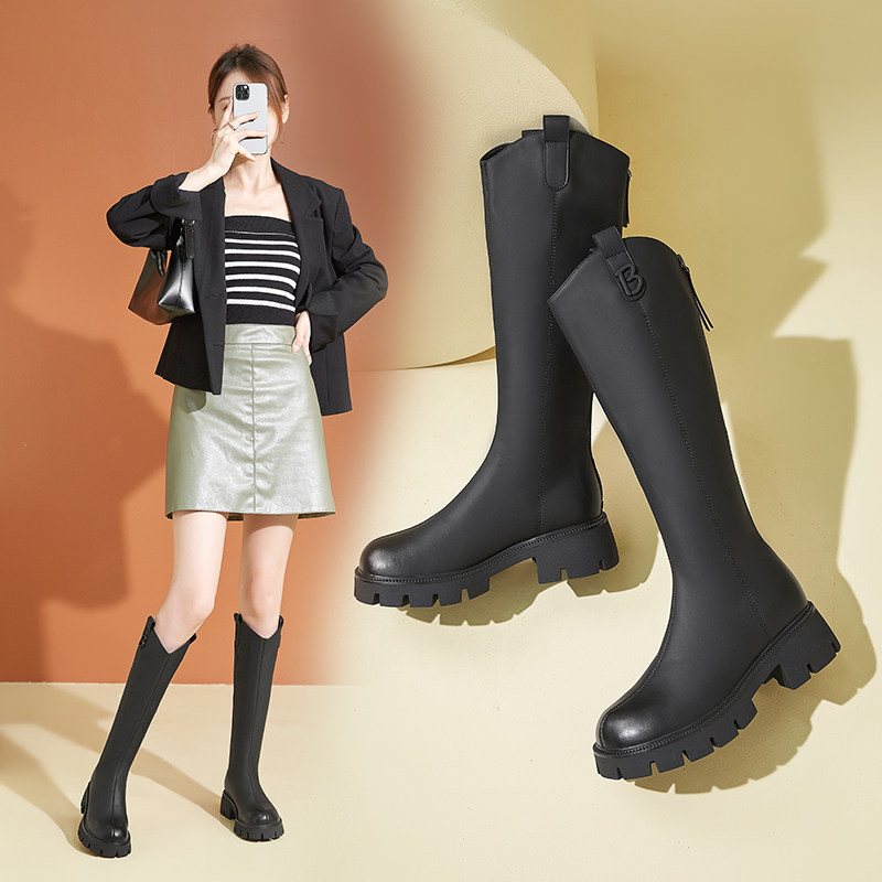 胖mm显瘦高筒靴女2024年新款加绒不过膝V口中筒长靴香香莉冬28260,女鞋,骑士靴,淘宝优惠券,粉丝福利购,淘宝优惠卷