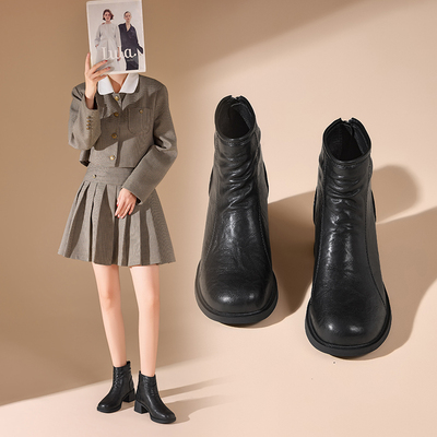 马丁靴xyxyly/香香莉人造短毛绒