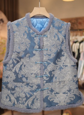 【花开景泰-加棉马甲】中式风加棉款秋冬圆领气质显瘦马甲5089